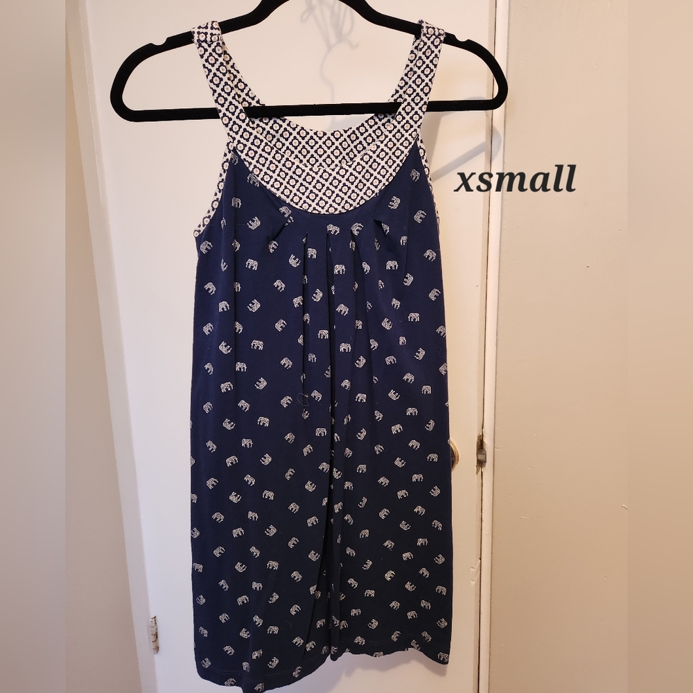 Ladies Navy Elephant Print Dress